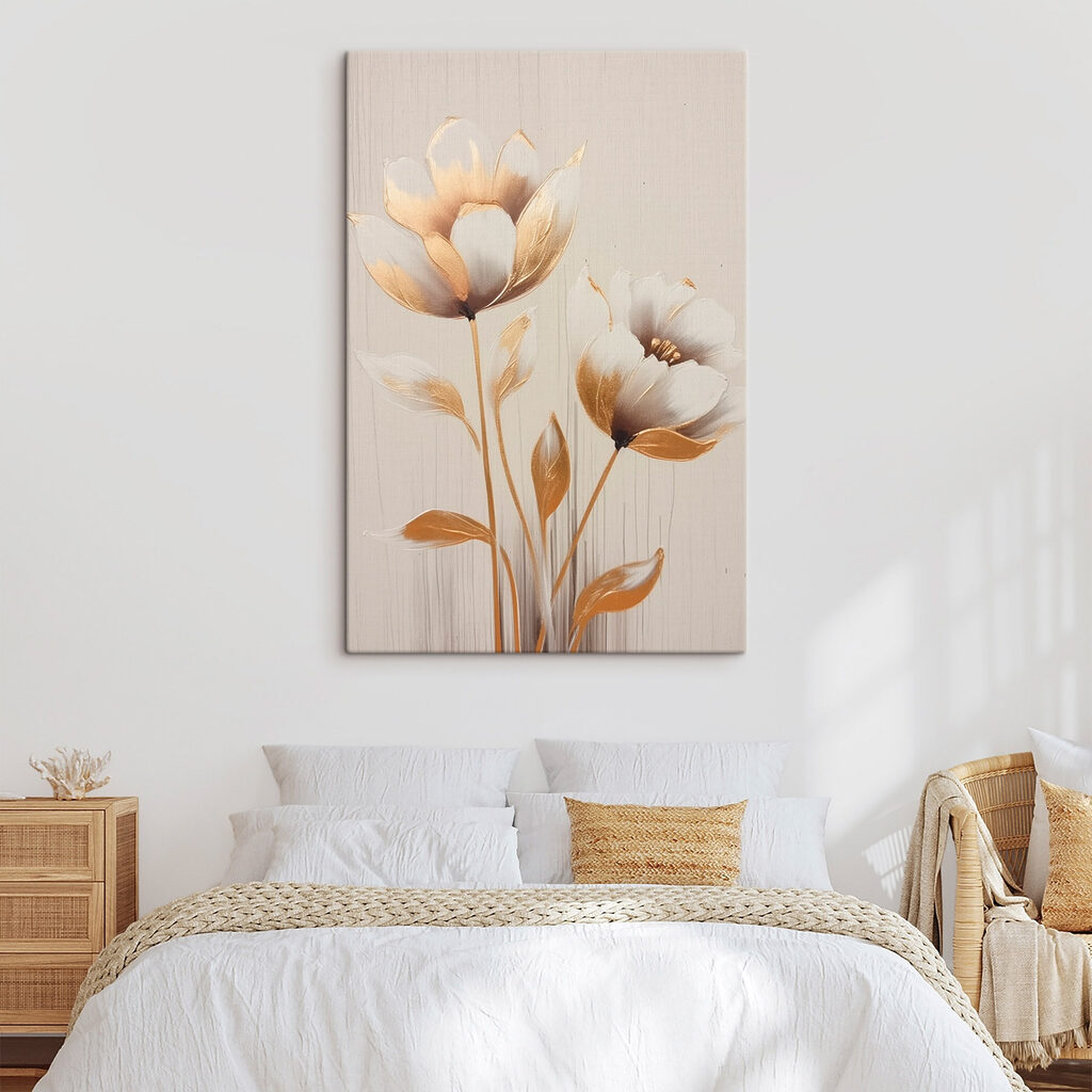 Flores em hastes douradas — interior 1