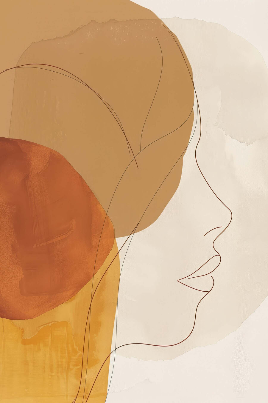 Perfil em linhas ocre — design completo