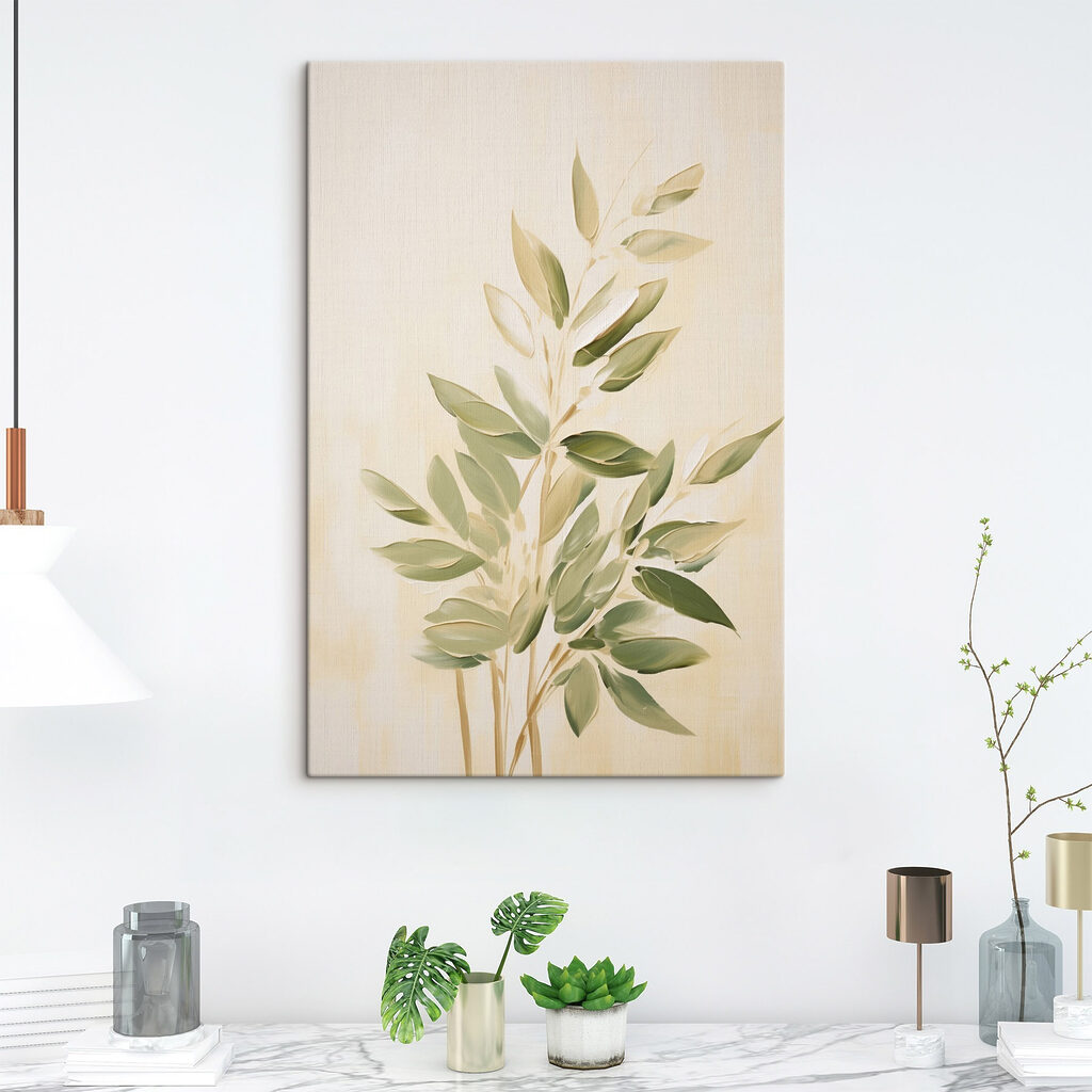 Haste verde sobre bege — interior 1