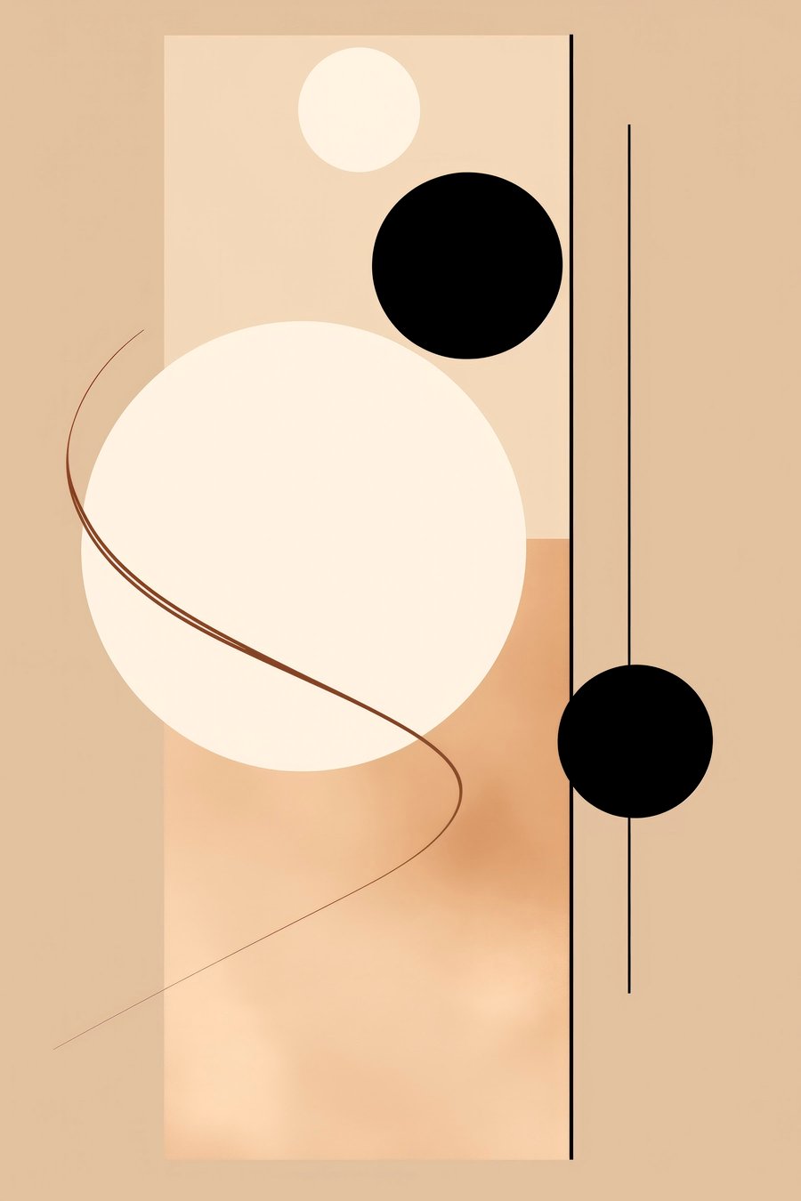 Círculos abstratos em bege — design completo