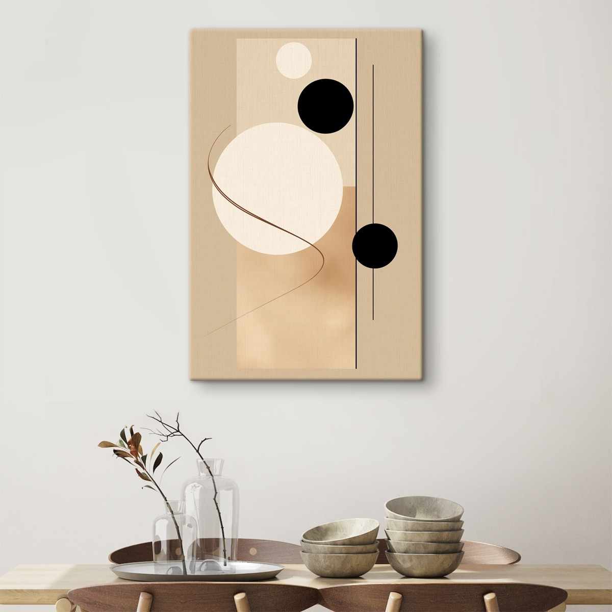 Círculos abstratos em bege — interior 1