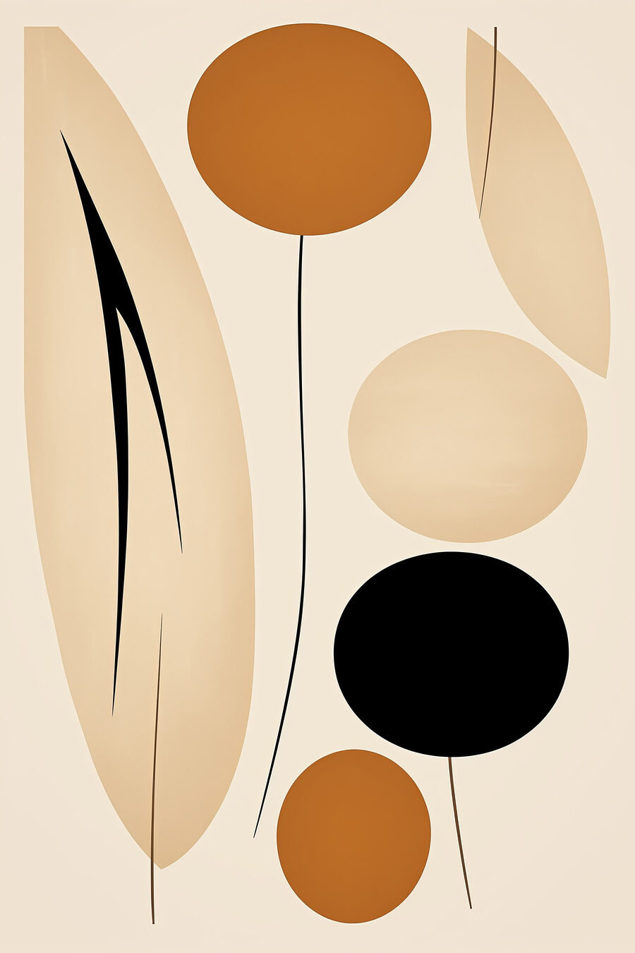 Bolas ocre e folhas — design completo
