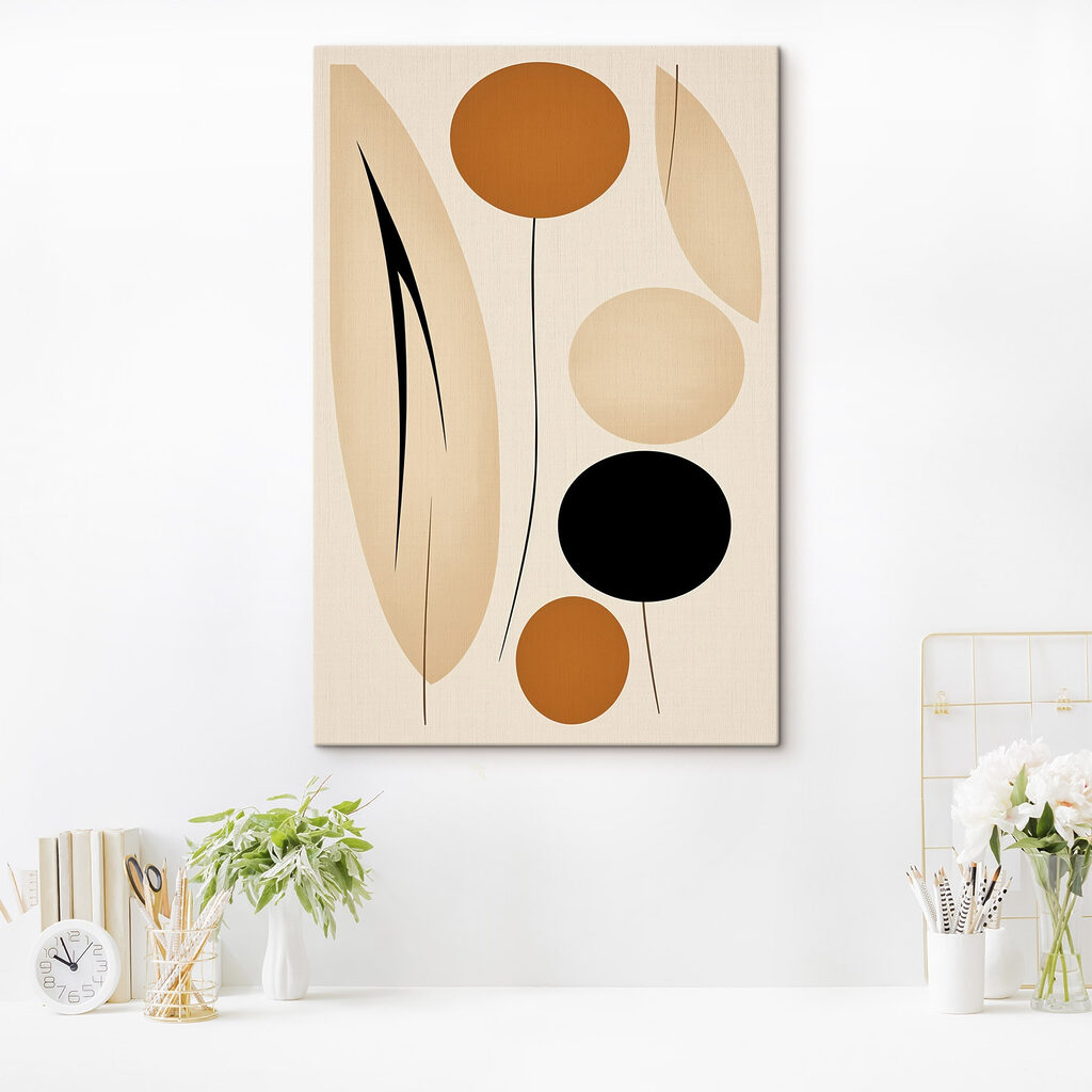 Bolas ocre e folhas — interior 3