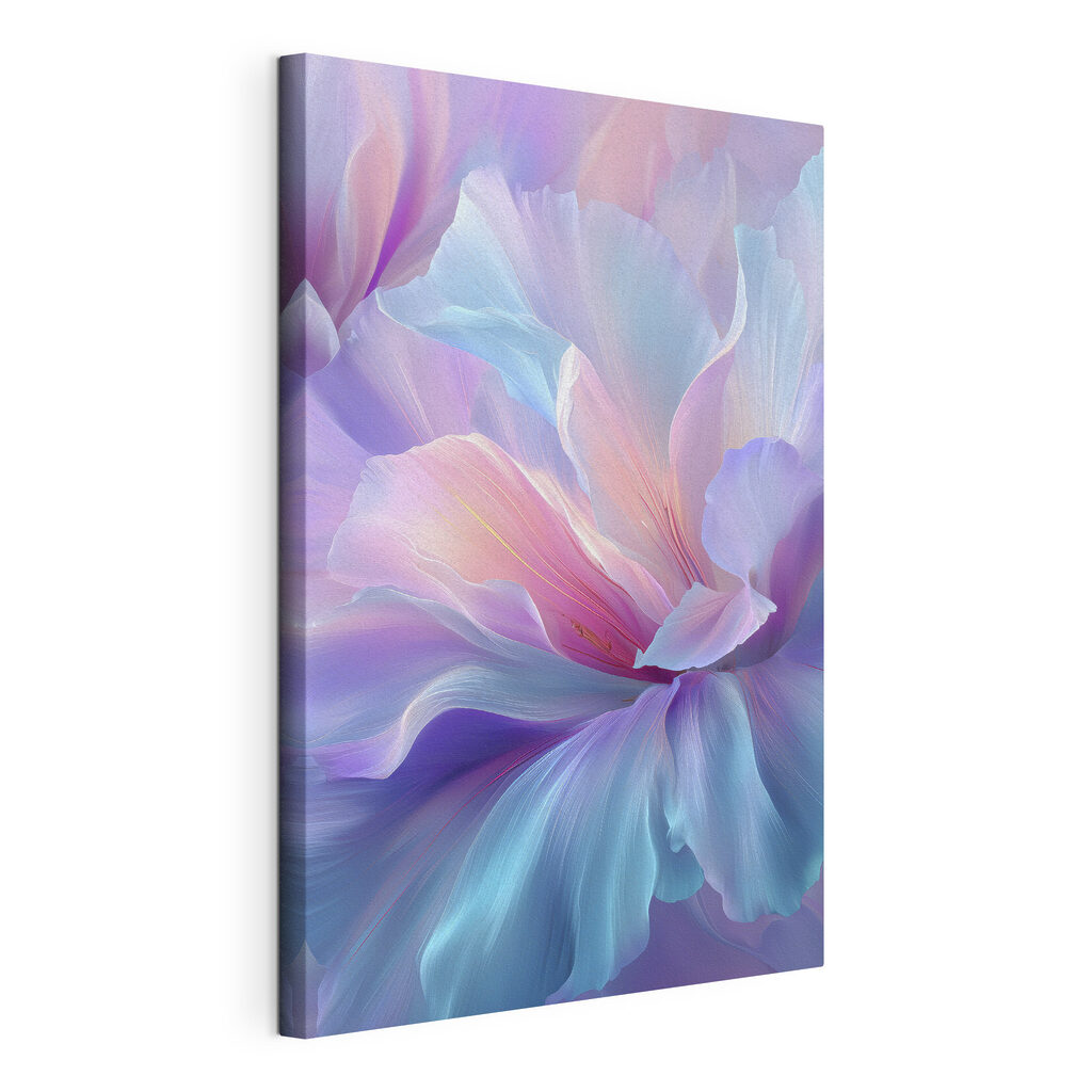 Ondas de flores pastel, tela esticada e borda contínua