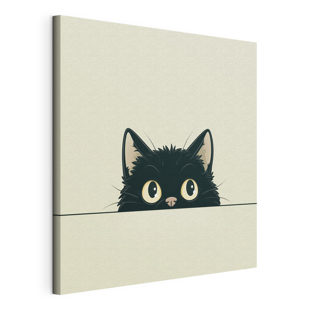 Gatinho preto, tela esticada e borda contínua