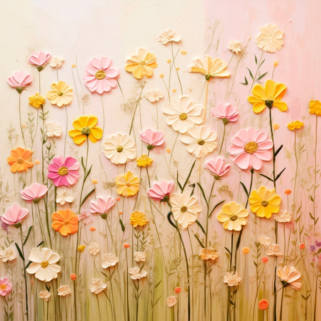 Campo floral a óleo — design completo