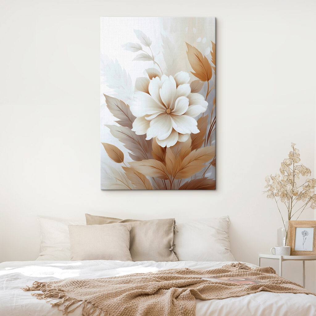Flor branca com folhas — interior 1