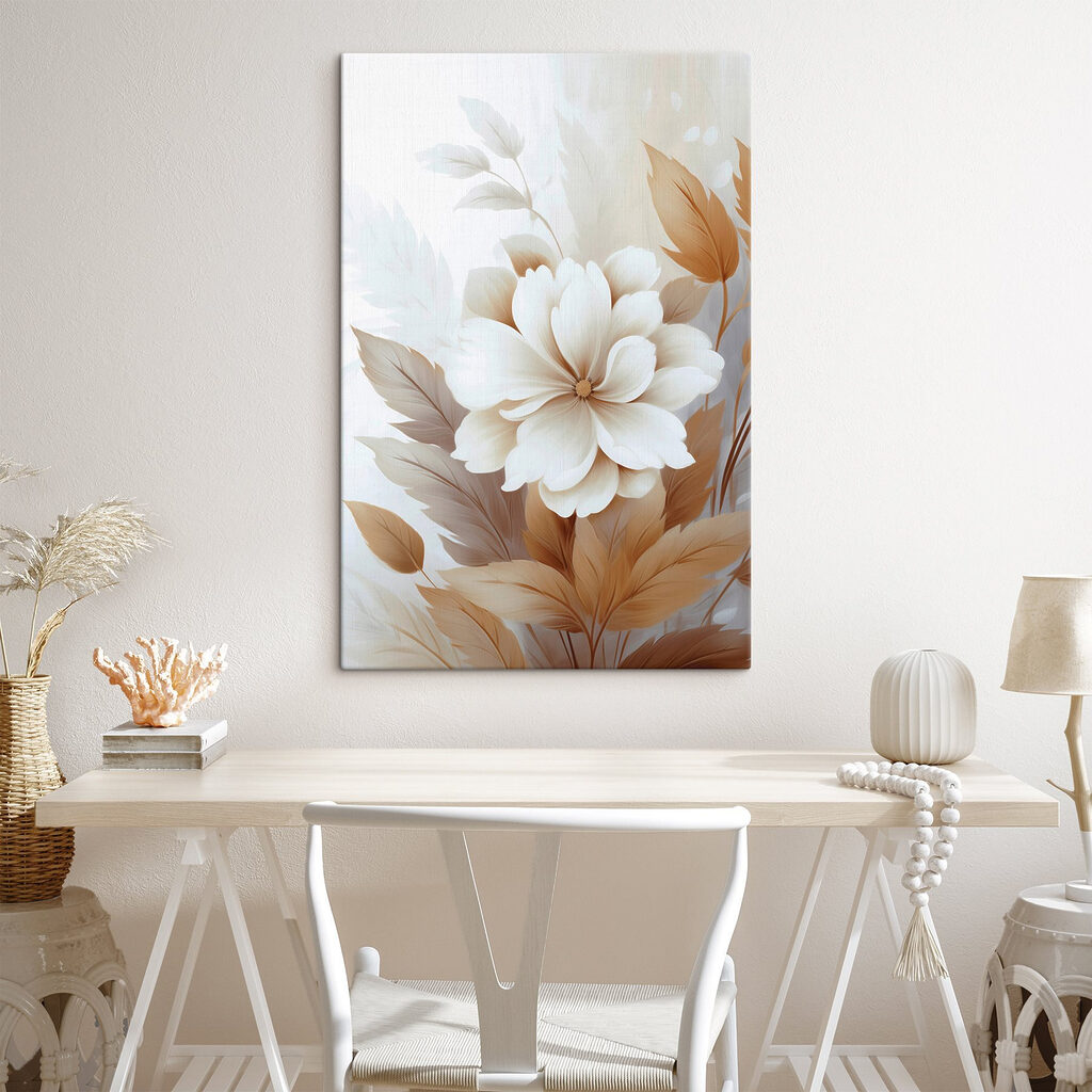 Flor branca com folhas — interior 2