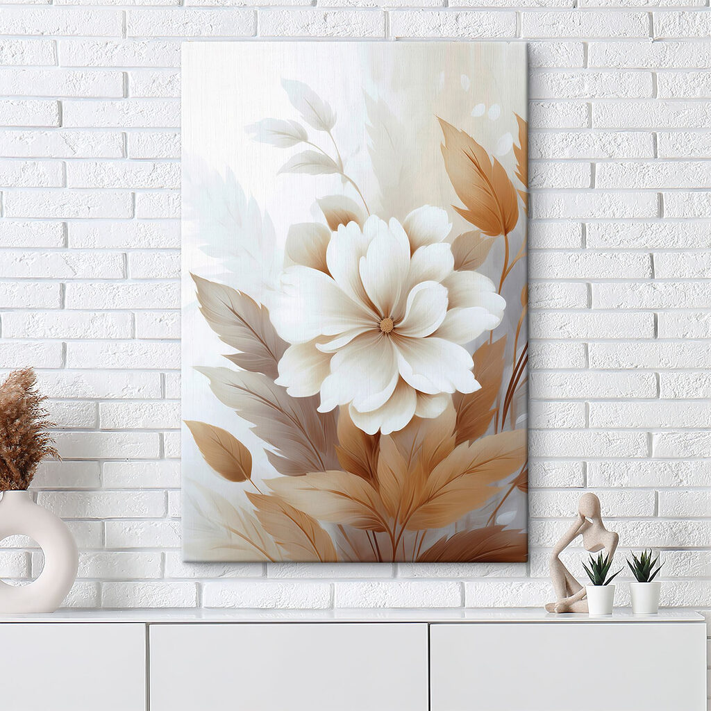 Flor branca com folhas — interior 3