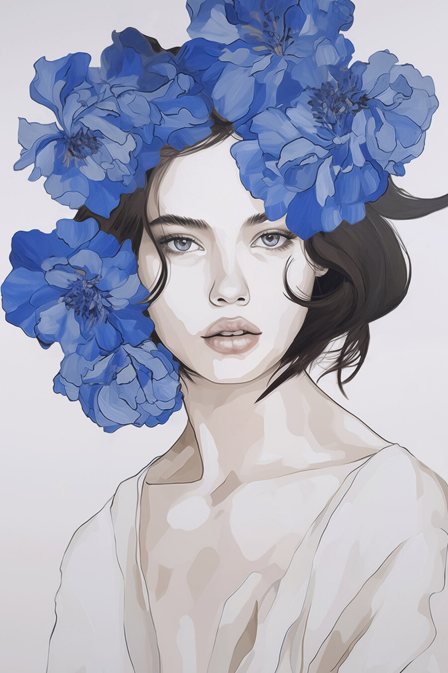 Mulher com coroa azul — design completo