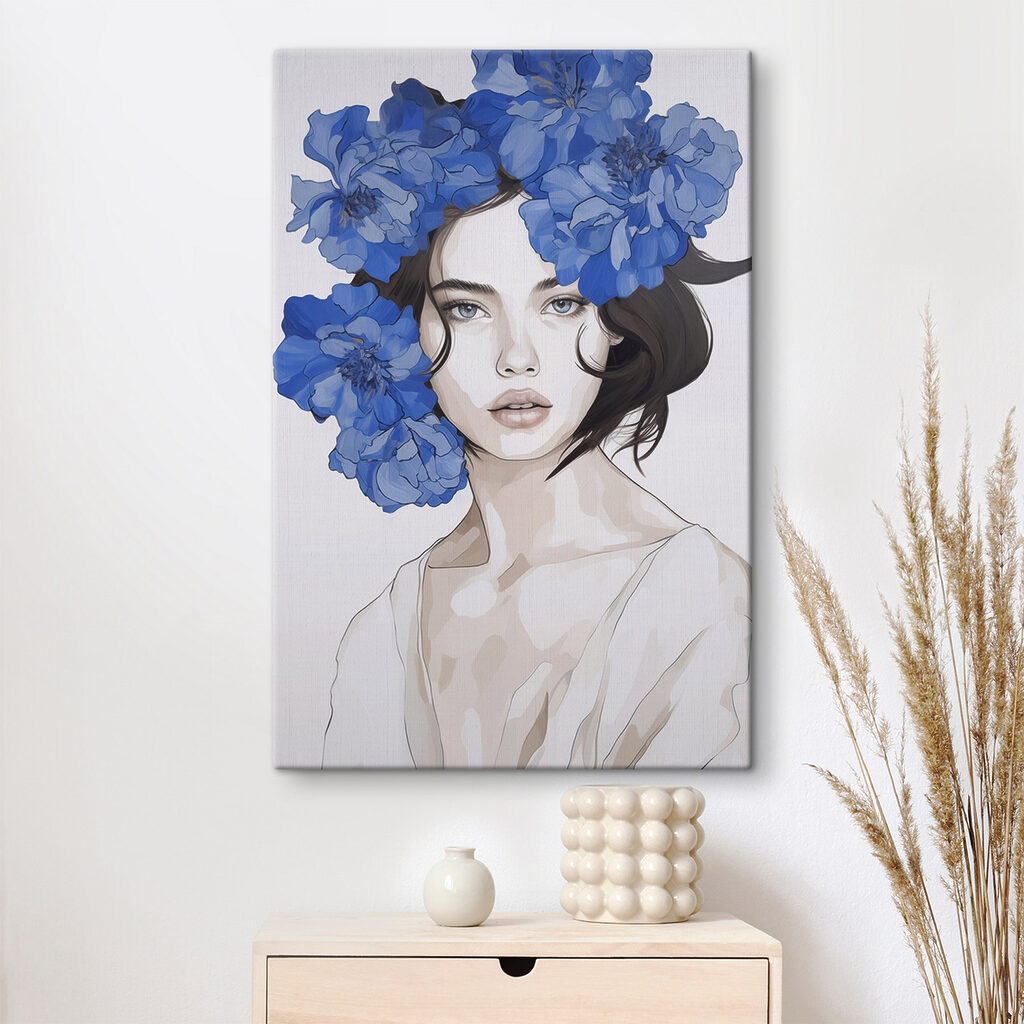 Mulher com coroa azul — interior 1