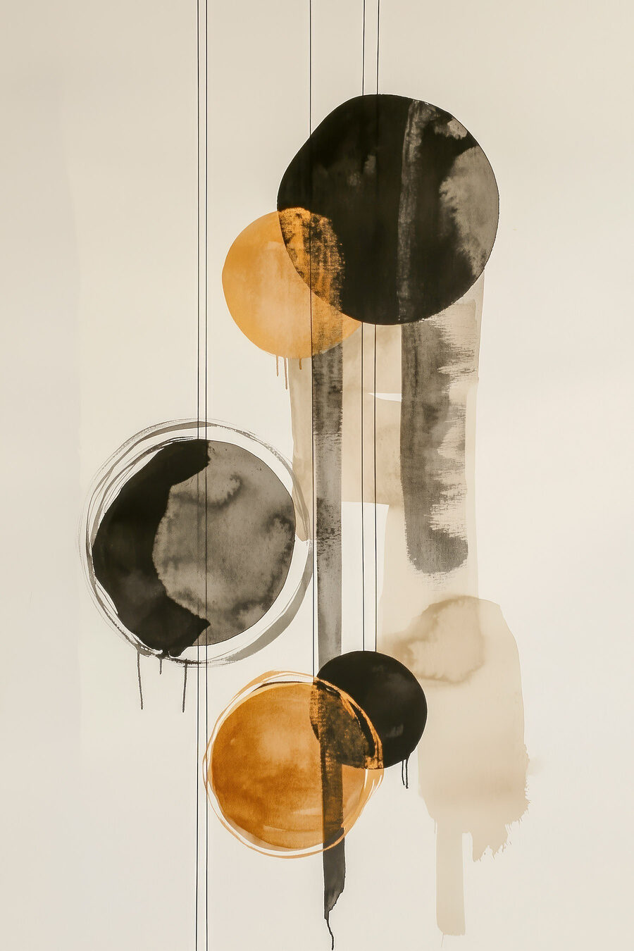 Bolas ocre em cinzento — design completo