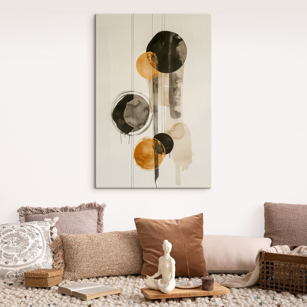 Bolas ocre em cinzento — interior 2