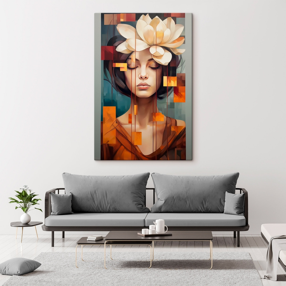 Mulher com uma flor — interior 1