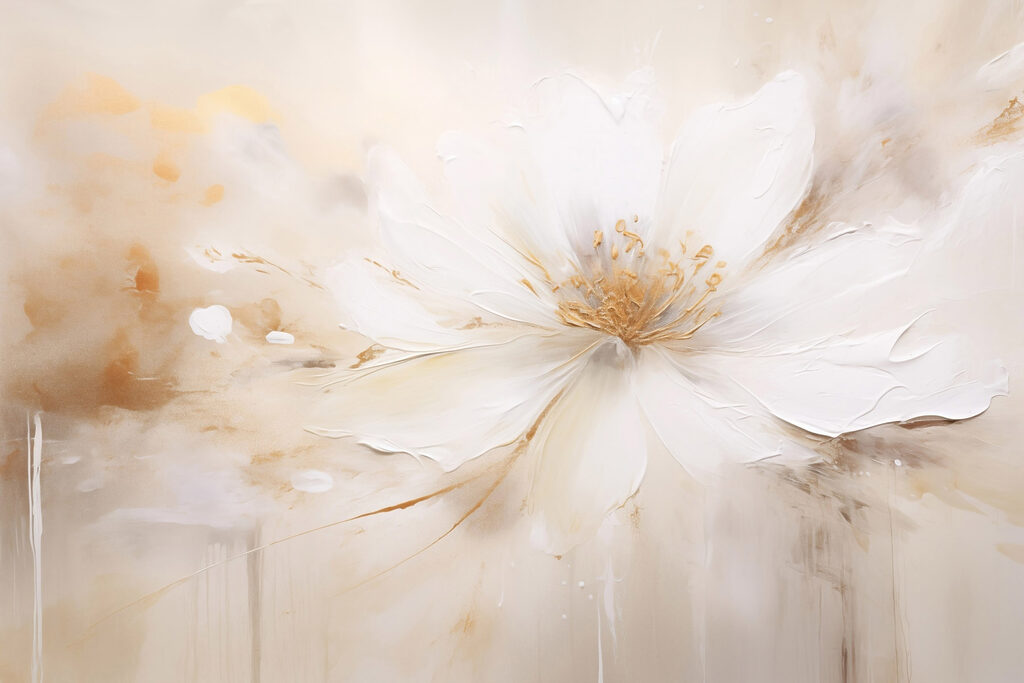 Flor aberta sobre bege — design completo