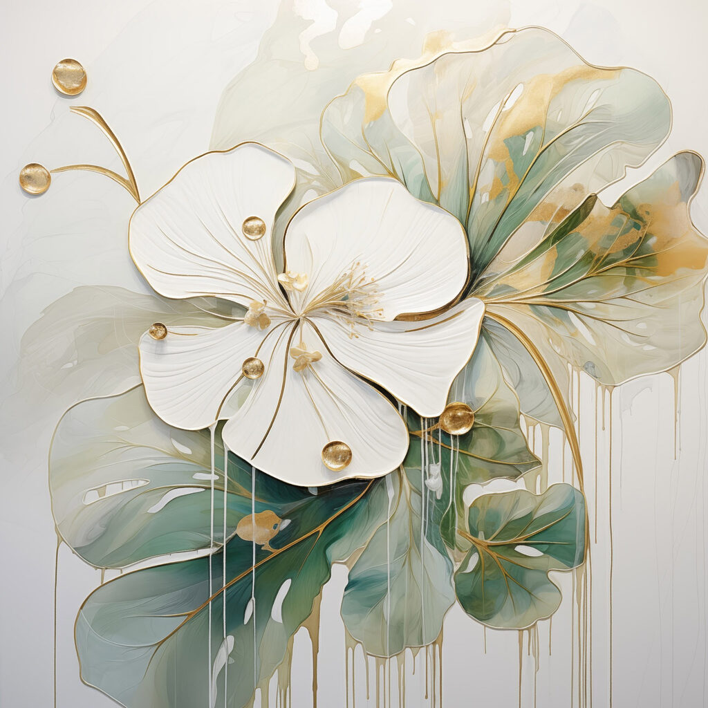 Flor sobre campos verdes — design completo