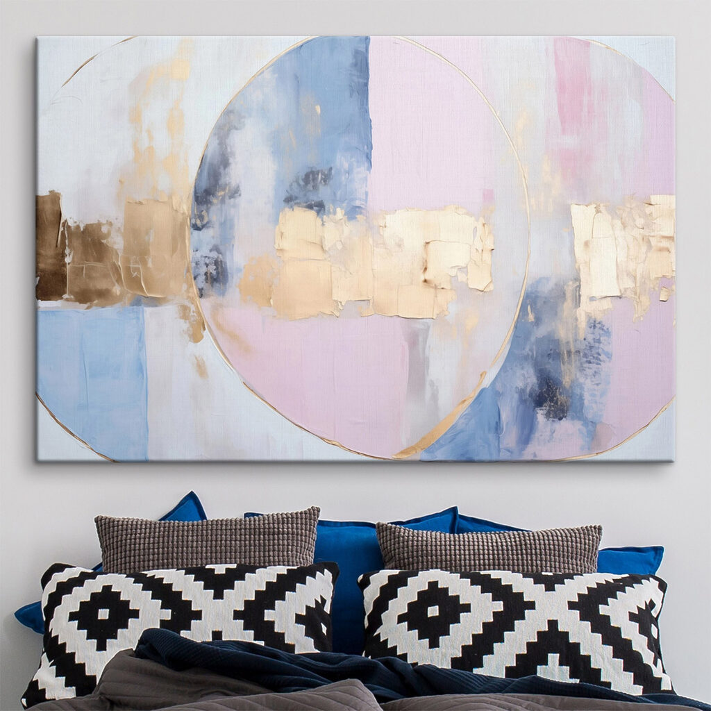 Círculos pastel e dourados — interior 2