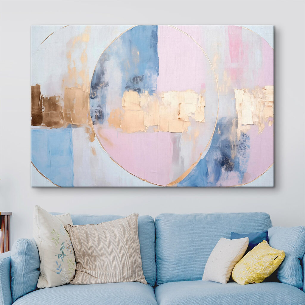 Círculos pastel e dourados — interior 1