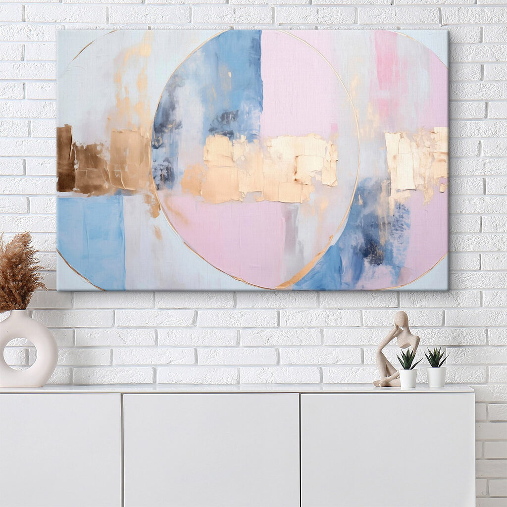 Círculos pastel e dourados — interior 3