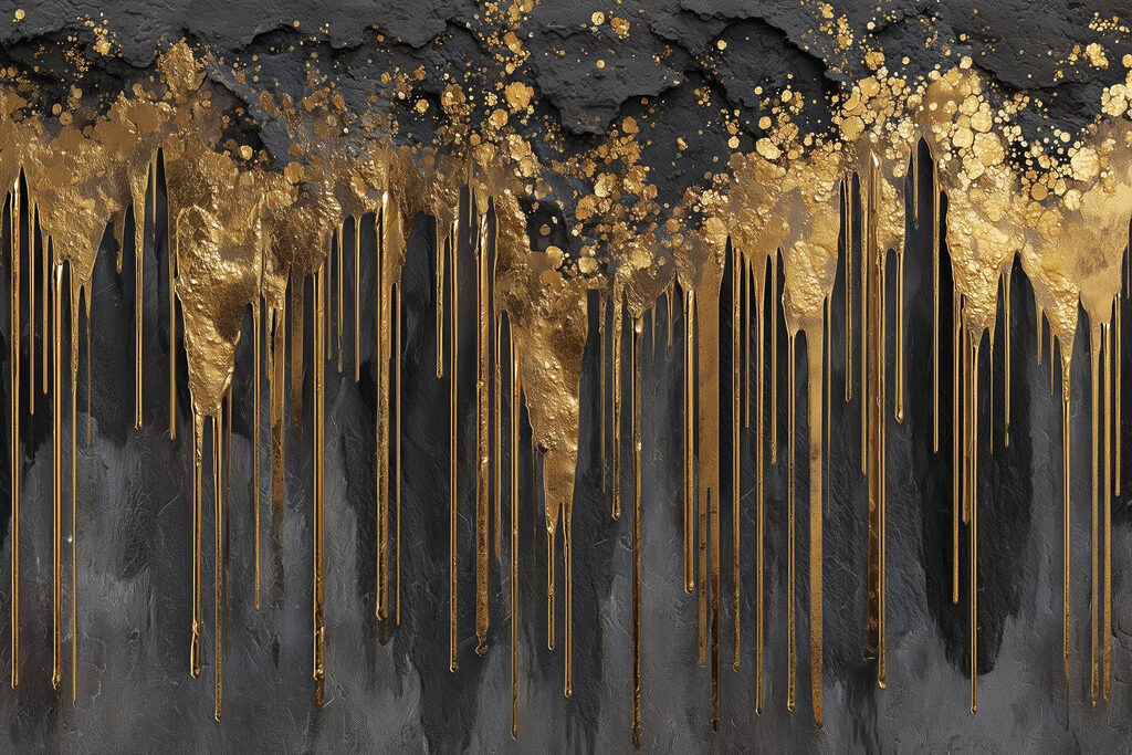 Gotas douradas sobre antracite — design completo