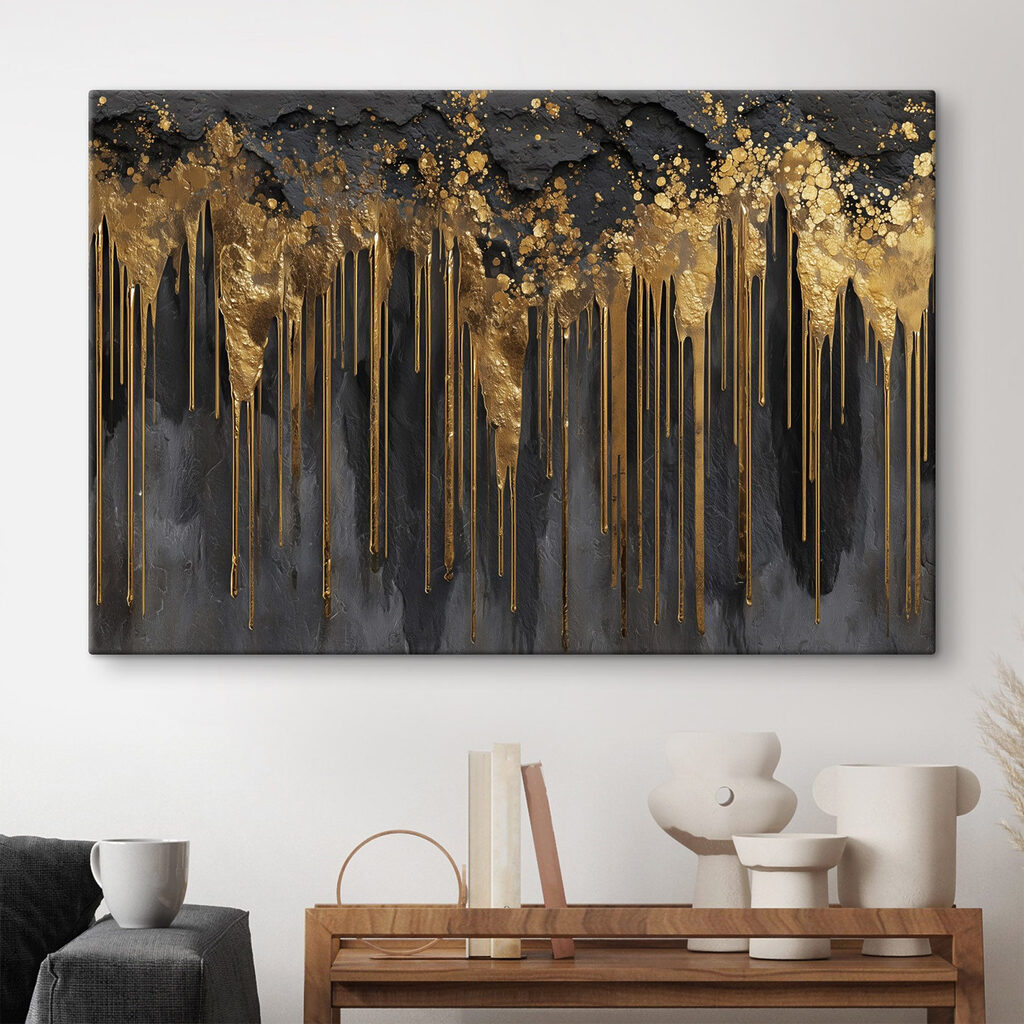 Gotas douradas sobre antracite — interior 1