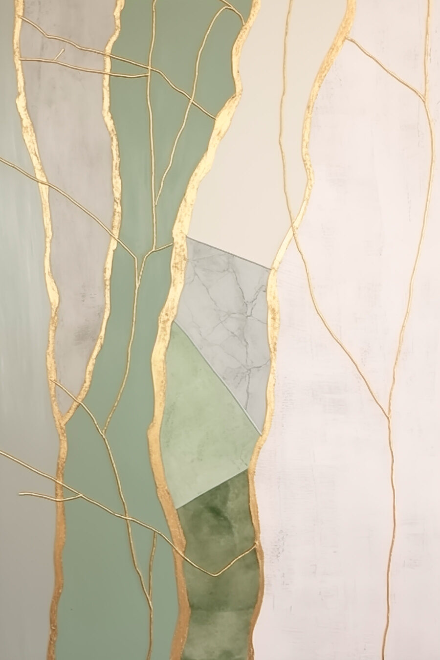 Linhas douradas em verde — design completo