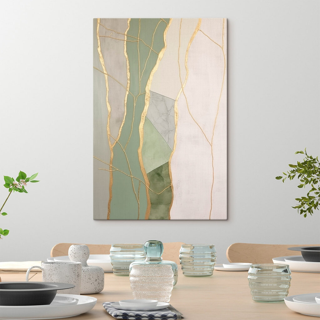 Linhas douradas em verde — interior 1