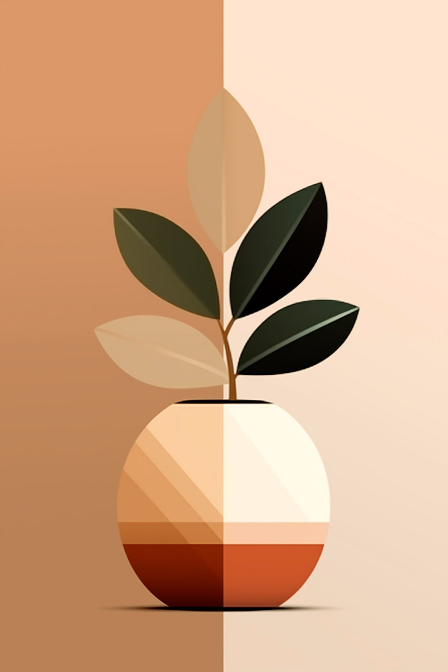 Planta em vaso redondo — design completo