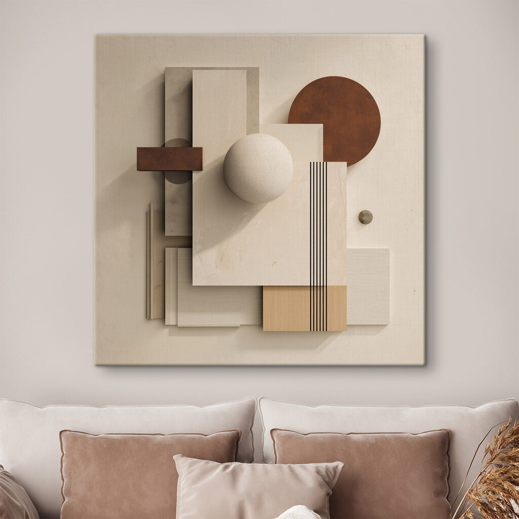 Geometria creme e terracota num interior