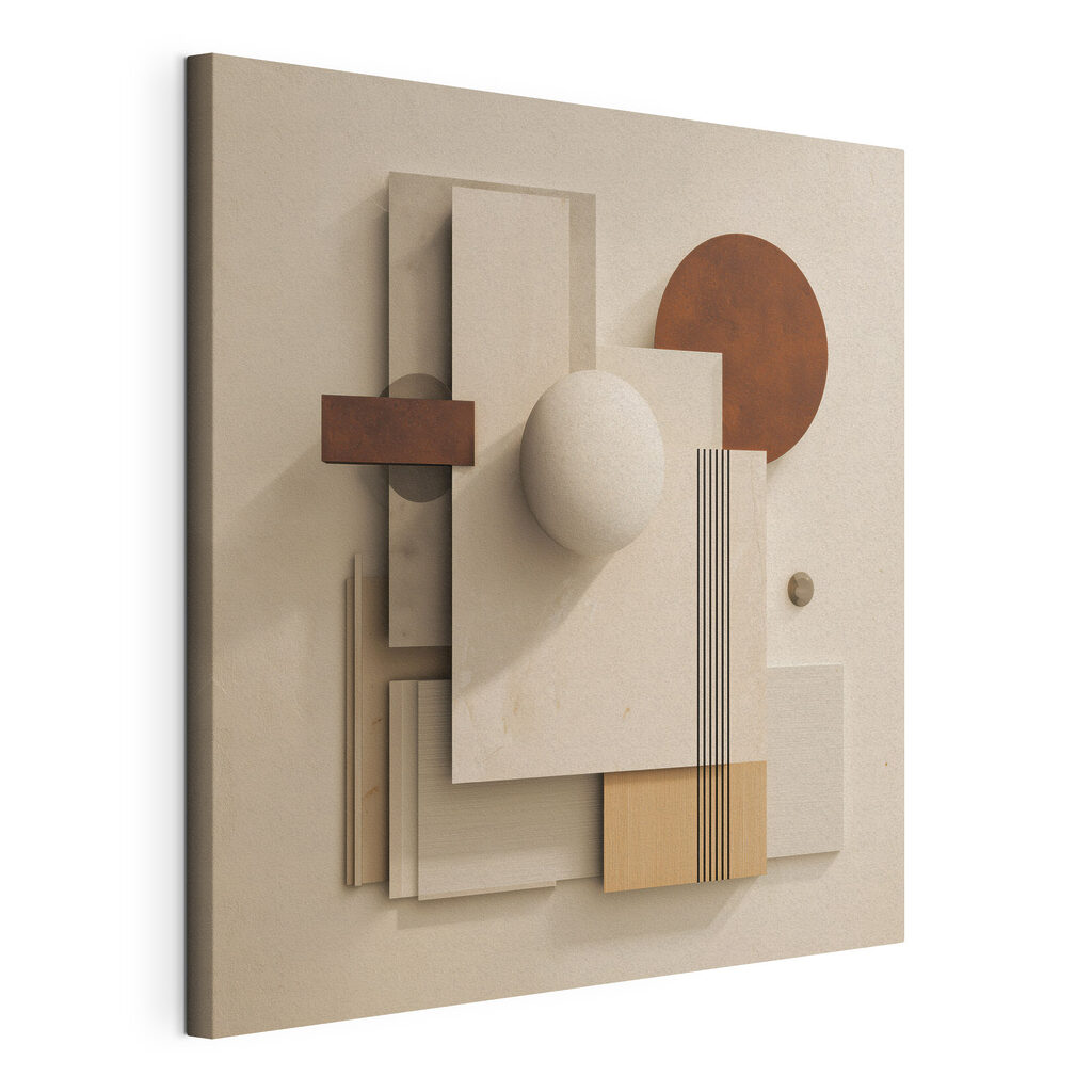 Geometria creme e terracota, tela esticada e borda contínua