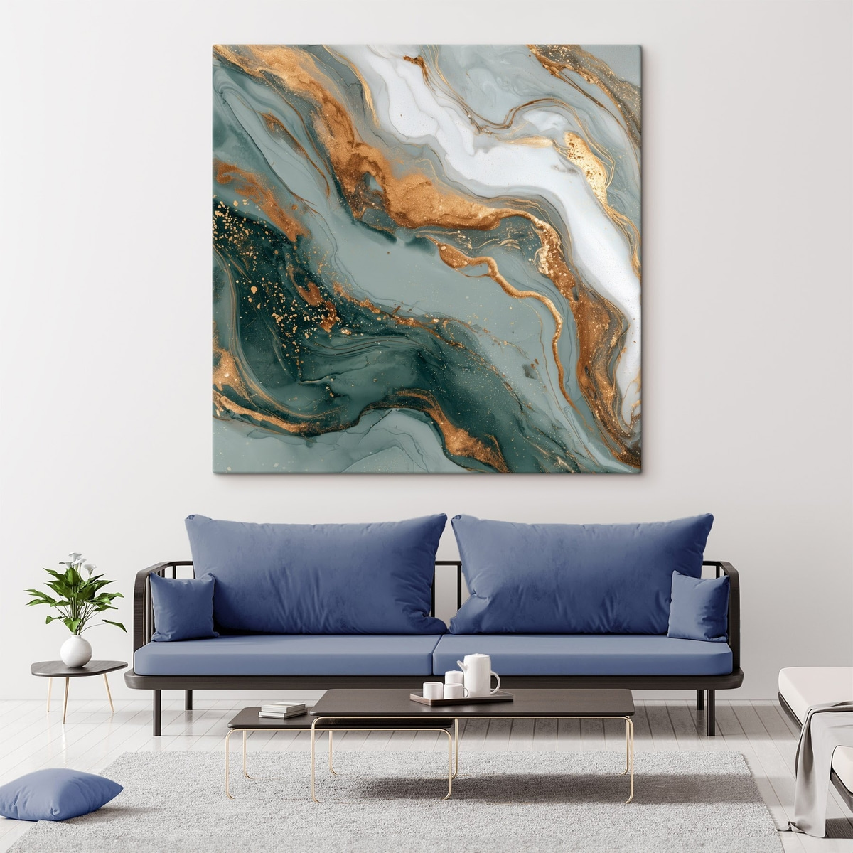 Abstração de riscas verdes num interior