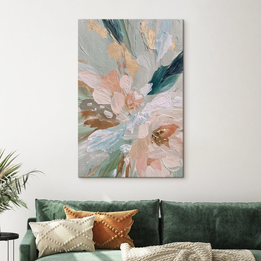 Flor pastel em verde — interior 1