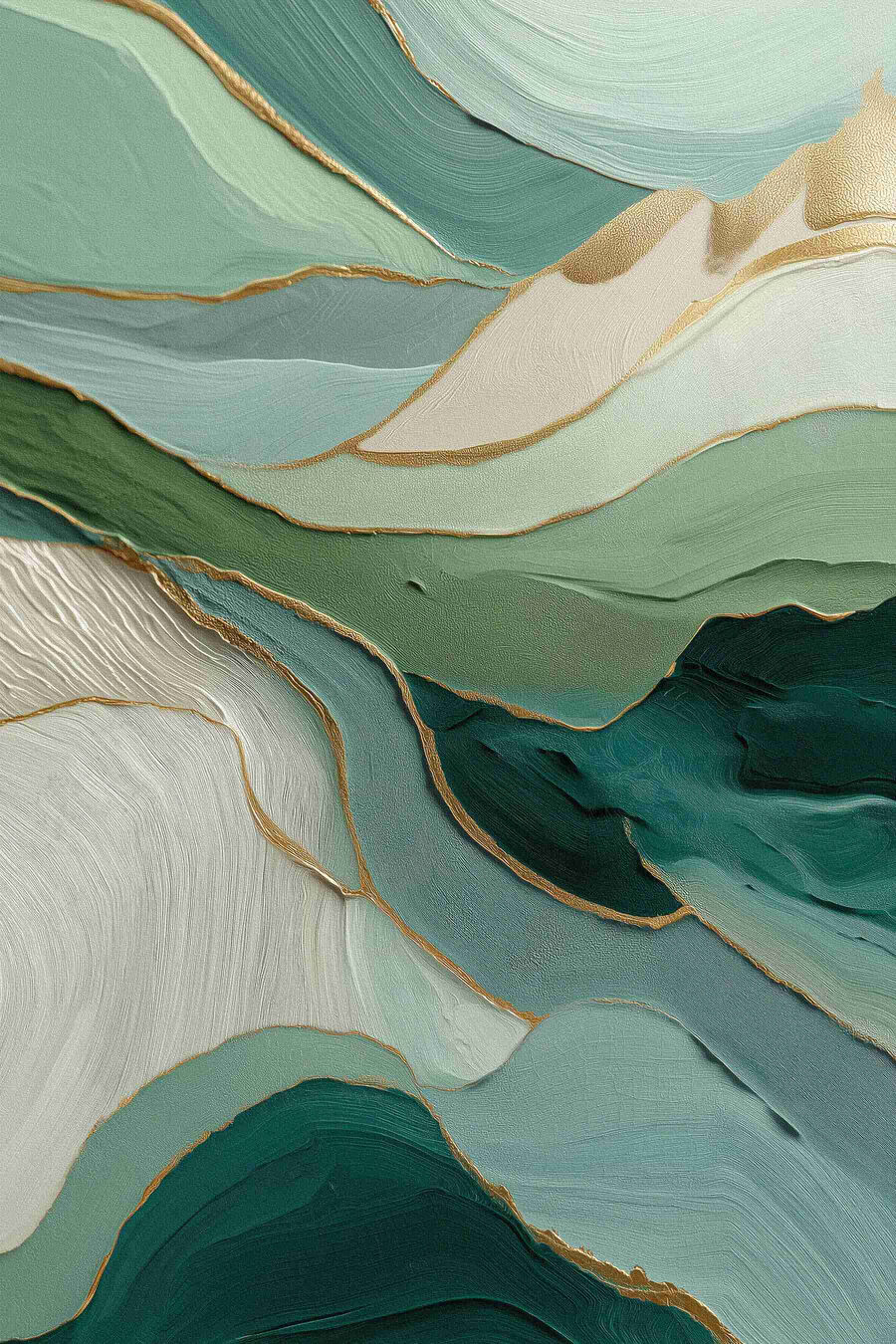 Ondas verde-mar e douradas — design completo