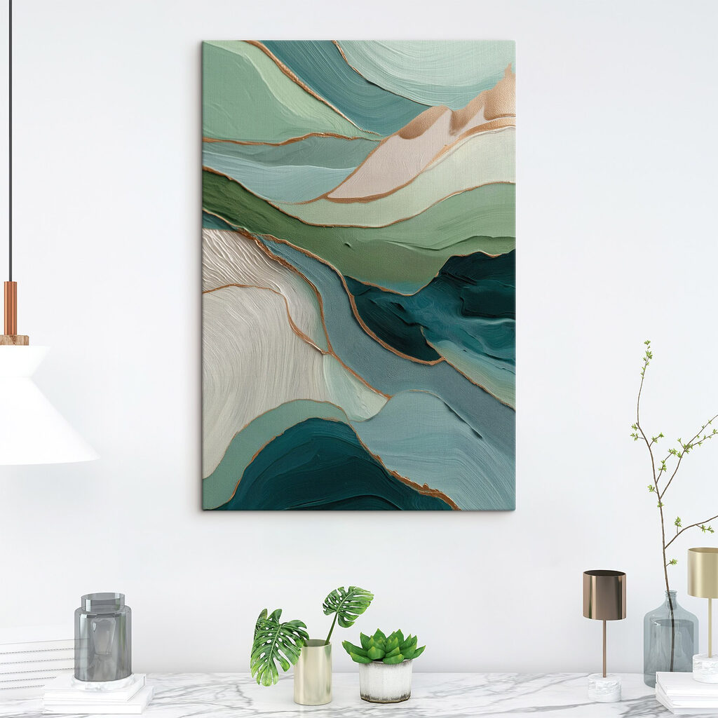 Ondas verde-mar e douradas — interior 1