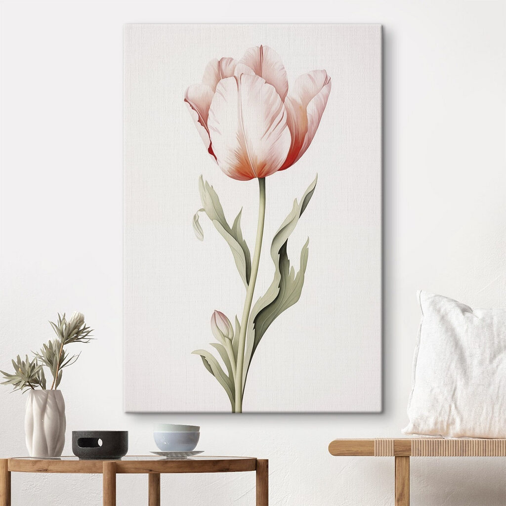 Tulipa rosa pálida num interior