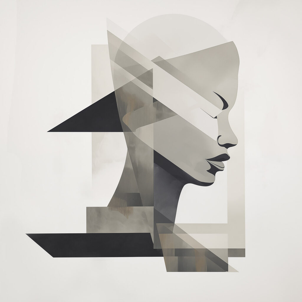 Perfil geométrico de mulher — design completo