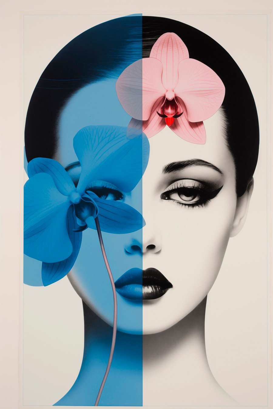 Mulher com orquídeas — design completo
