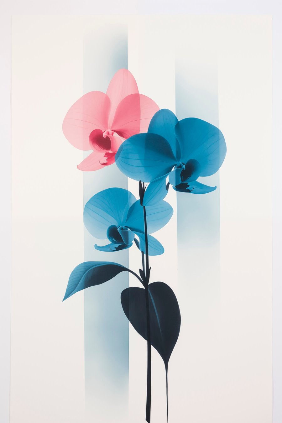 Orquídeas em riscas brancas — design completo