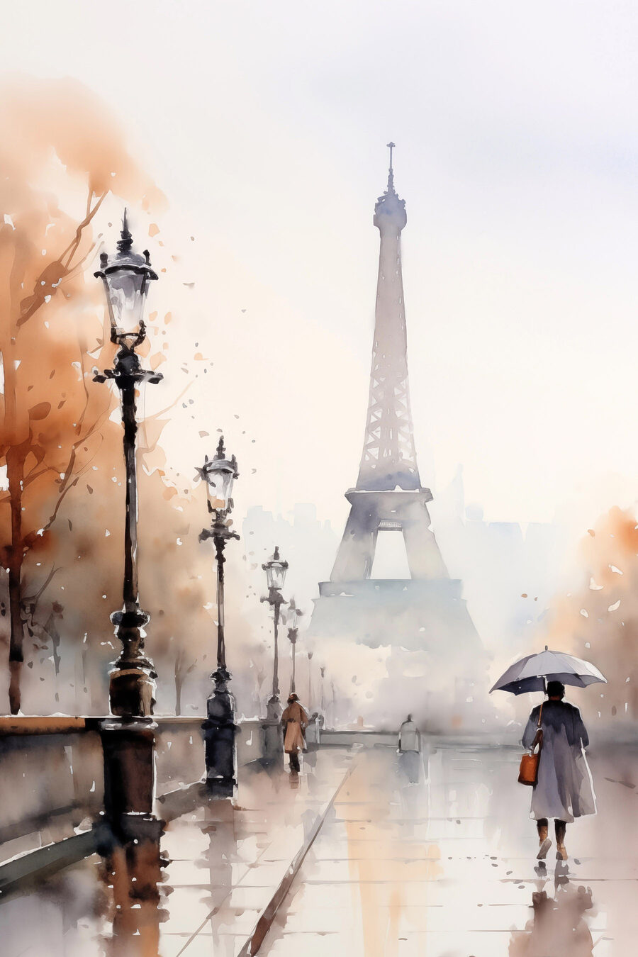 Paris com guarda-chuva — design completo