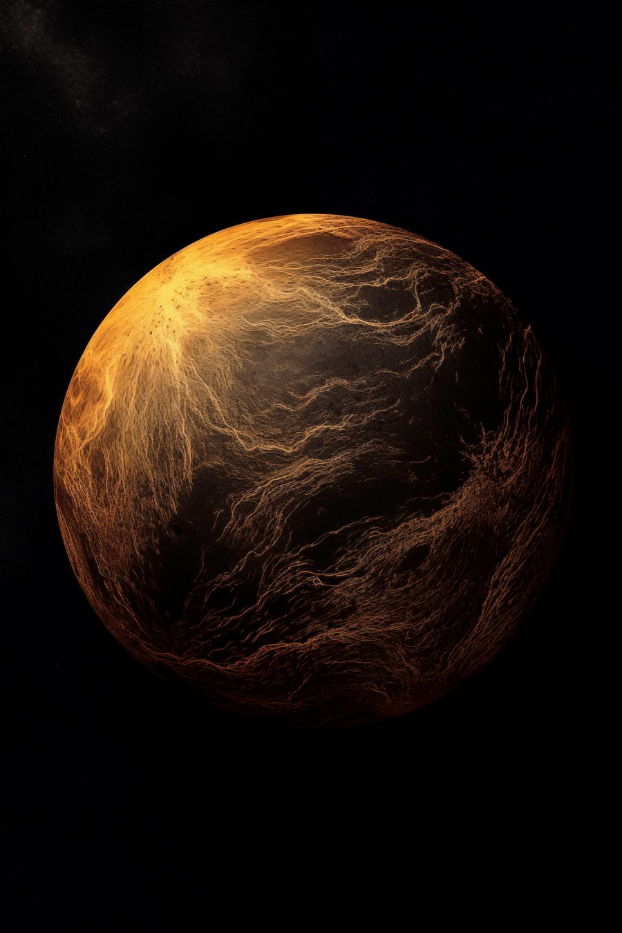 Planeta com veios laranja — design completo