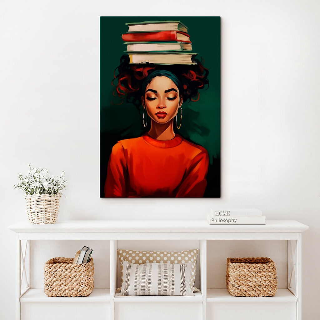 Mulher com livros — interior 1