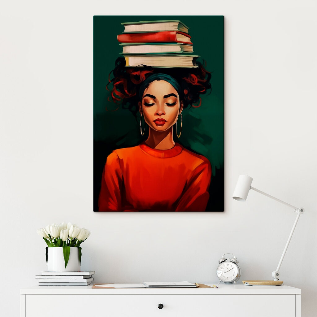Mulher com livros — interior 2