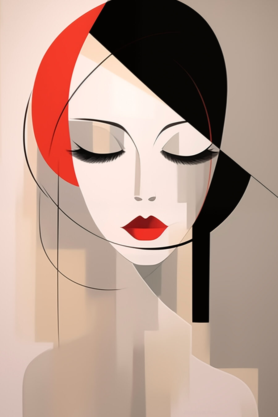 Rosto com cabelo vermelho — design completo