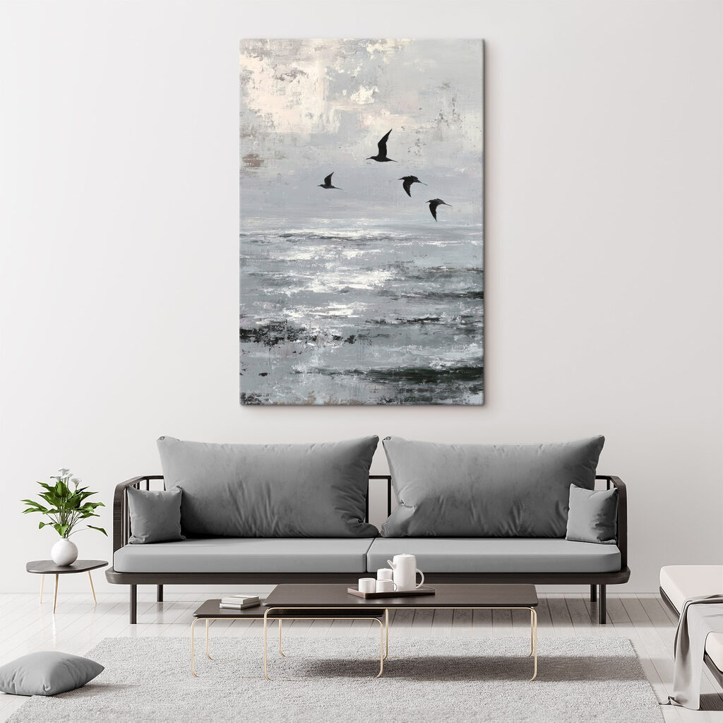 Aves sobre ondas cinzentas — interior 2