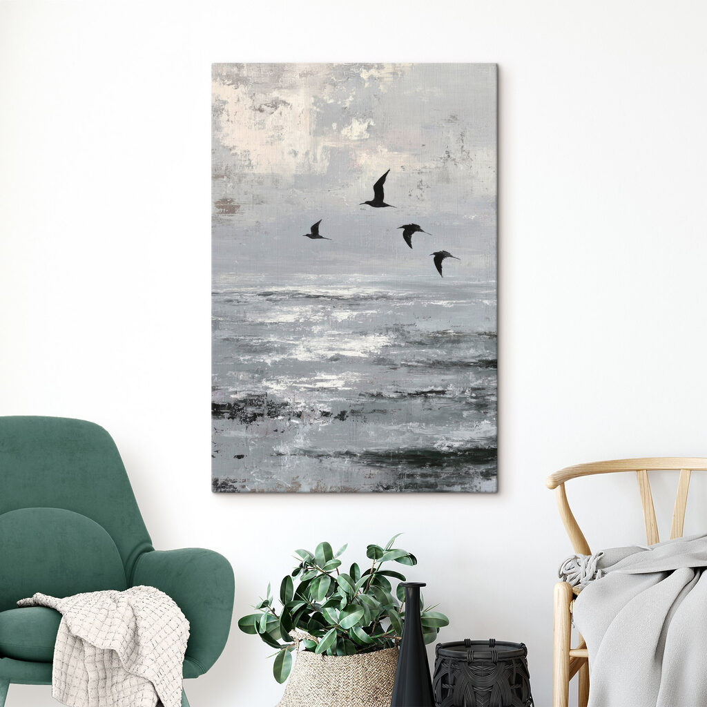 Aves sobre ondas cinzentas — interior 3