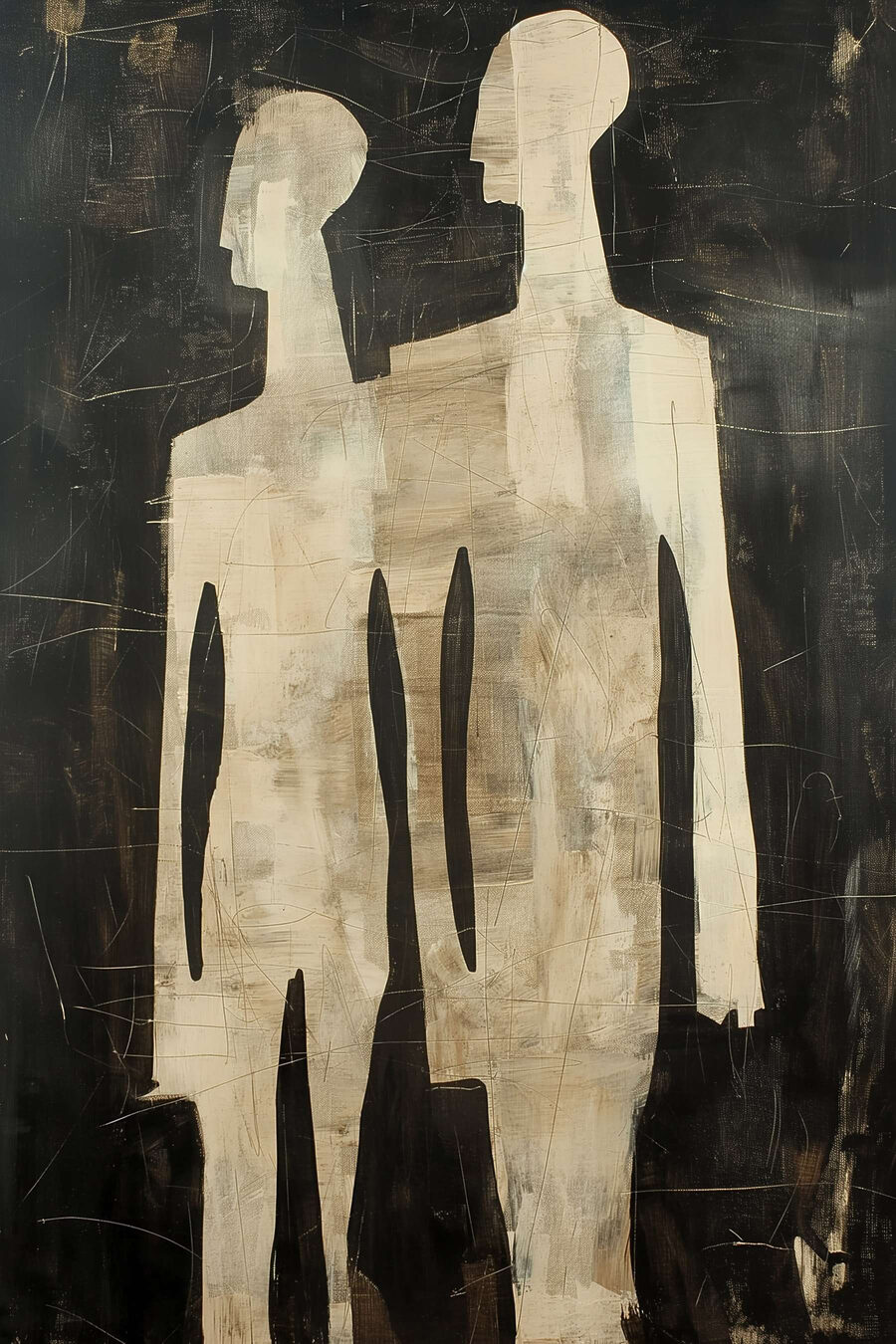 Figuras claras sobre preto — design completo