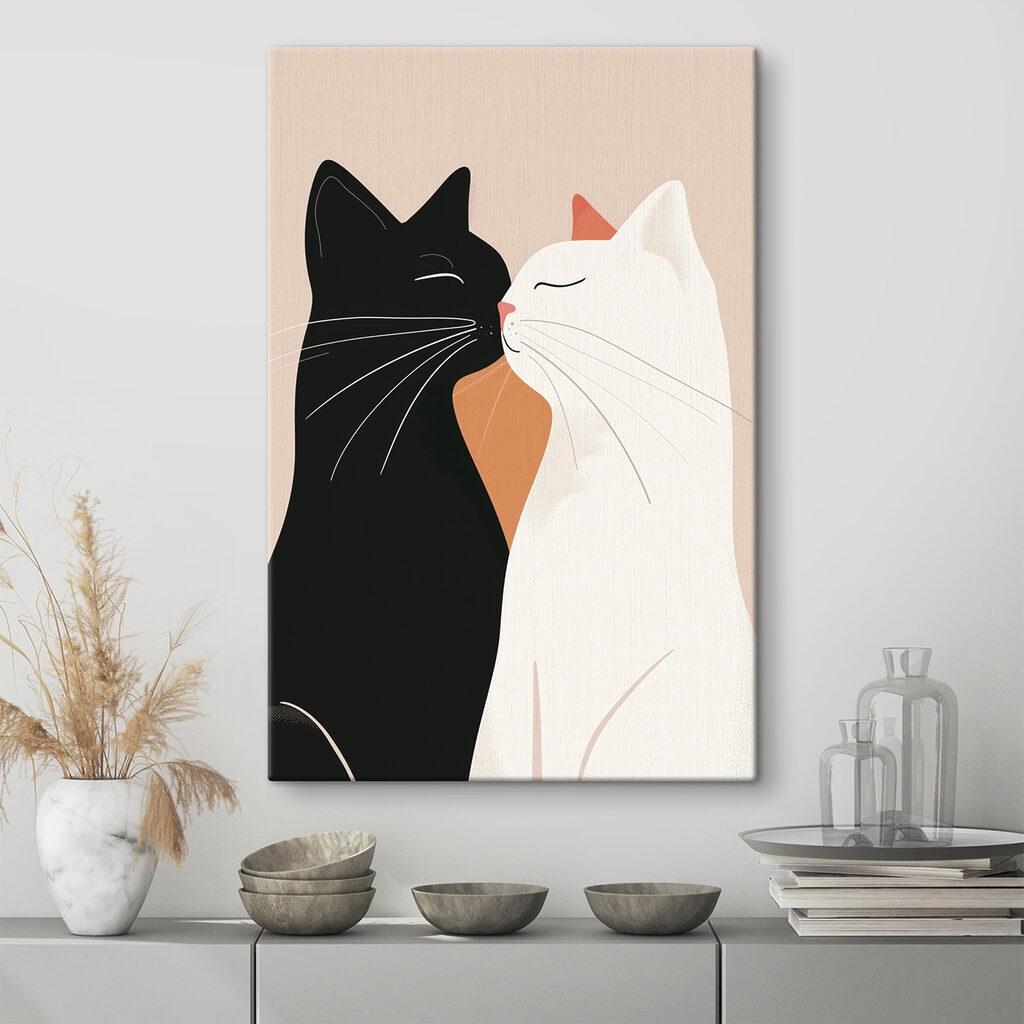 Dois gatos a aproximar-se — interior 2