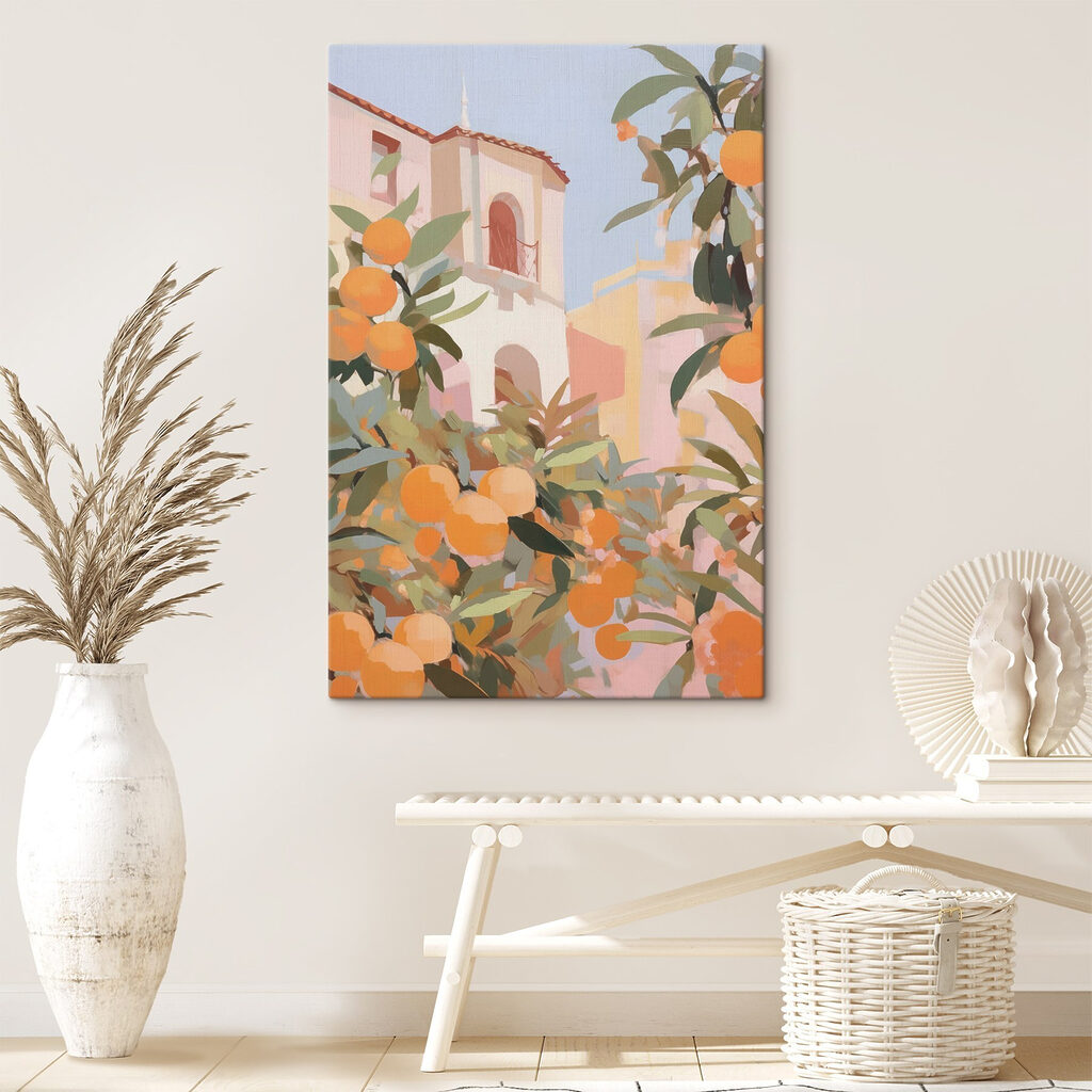 Laranjas e fachada rosa — interior 2
