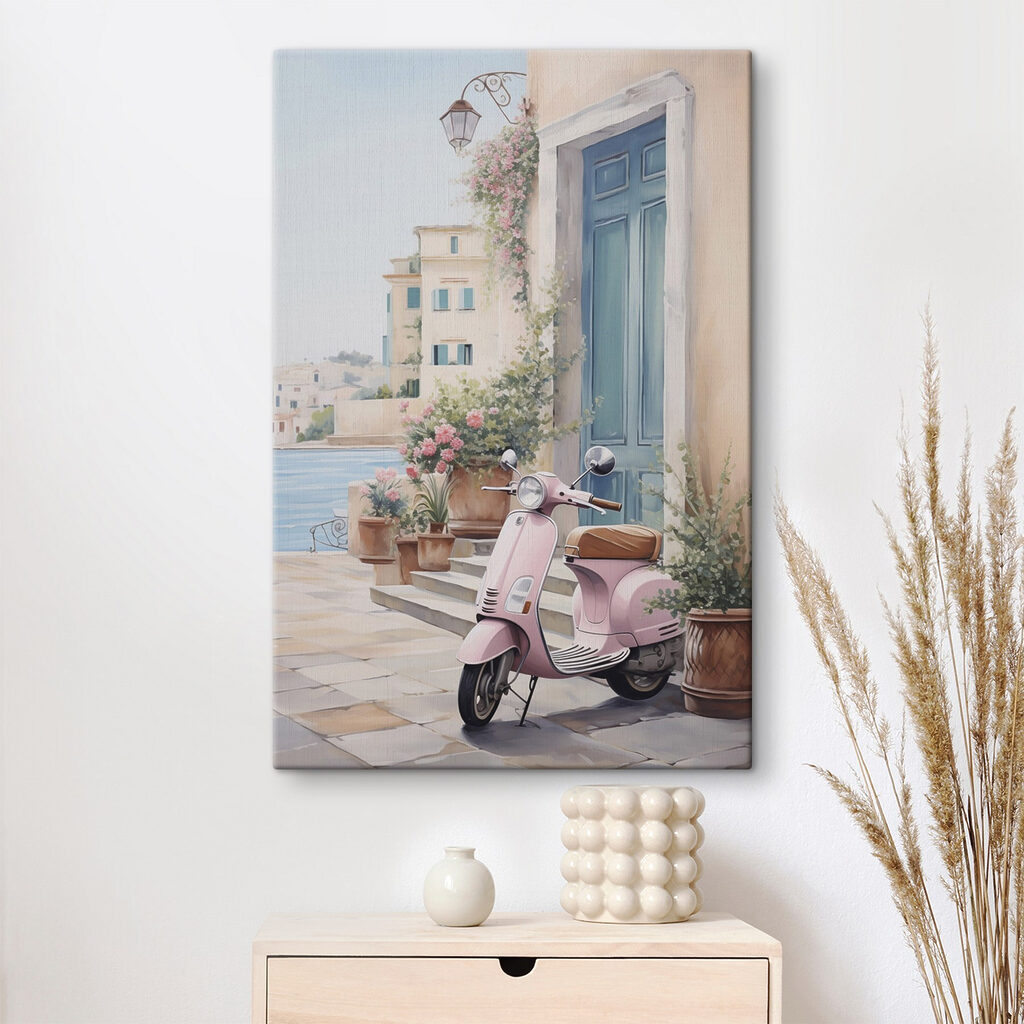 Scooter e porta azul — interior 2