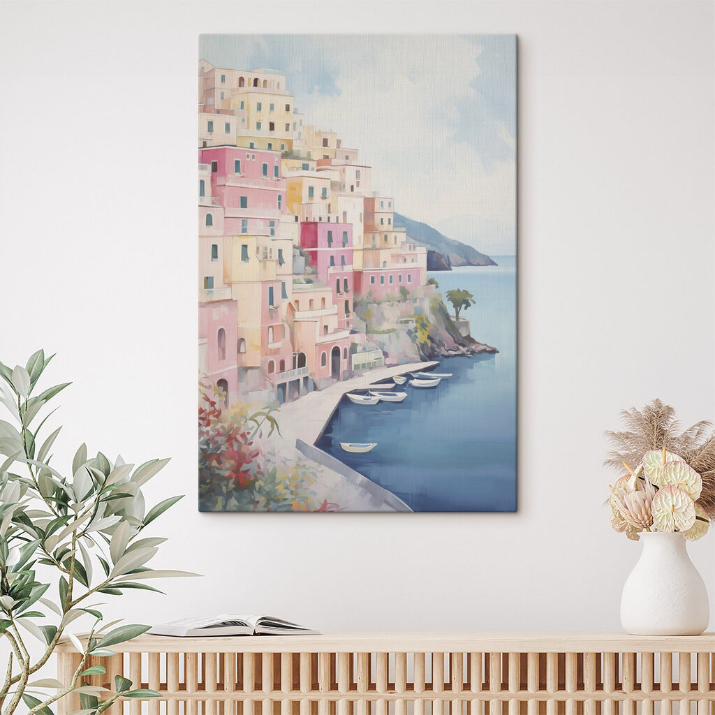 Casas pastel sobre baía — interior 2